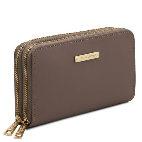 Gaia - Double zip around leather wallet